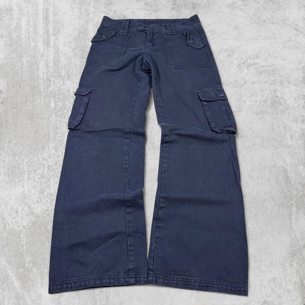 J Galt Brandy Melville Navy Blue Cargo Pants Wide Leg Utility Trousers Small